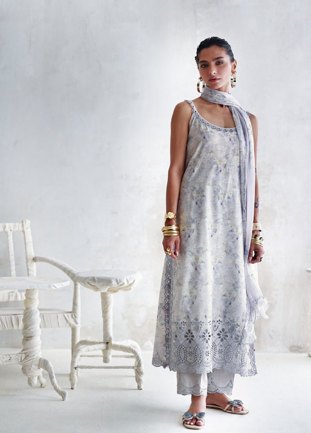 The Luxe by Gul Ahmed Unstitched Embroidered Lawn 3 Piece Suit GA26ULL Bluebell Grace BM 62062 - Casual Collection