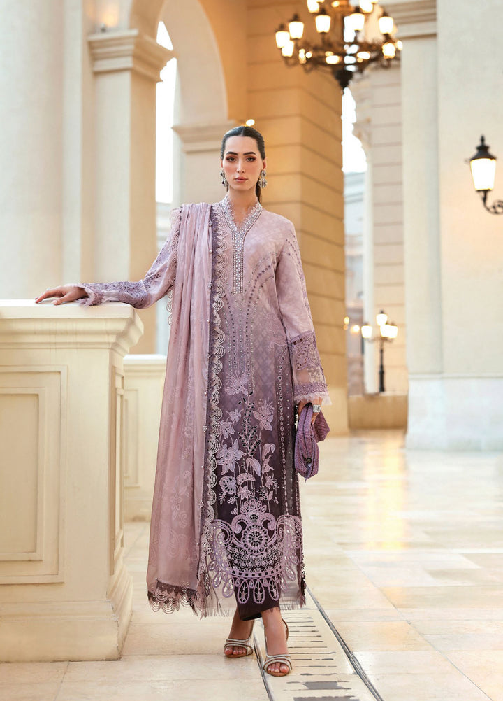 Maria B Unstitched Embroidered Luxury Lawn 3 Piece Suit MB26UEL 1B - Eid Collection