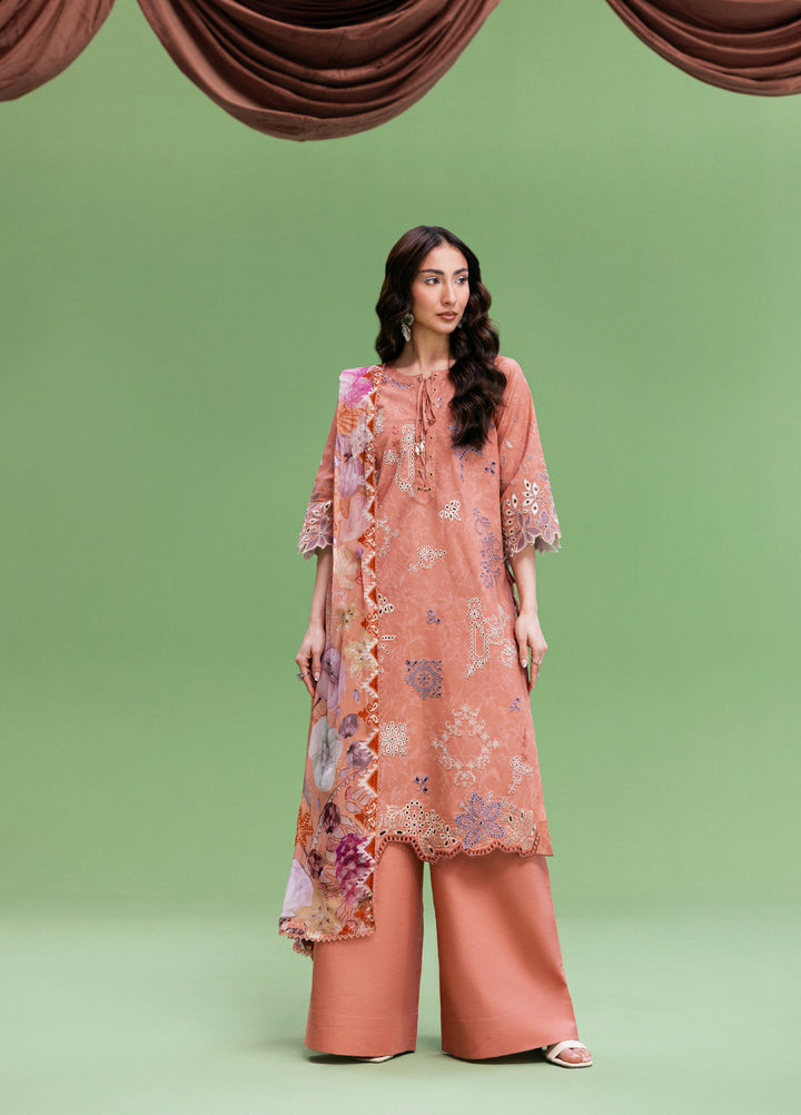 Zync by Florent Unstitched Embroidered Printkari Lawn 3 Piece Suit FL26UZP FZ-1B - Summer Collection