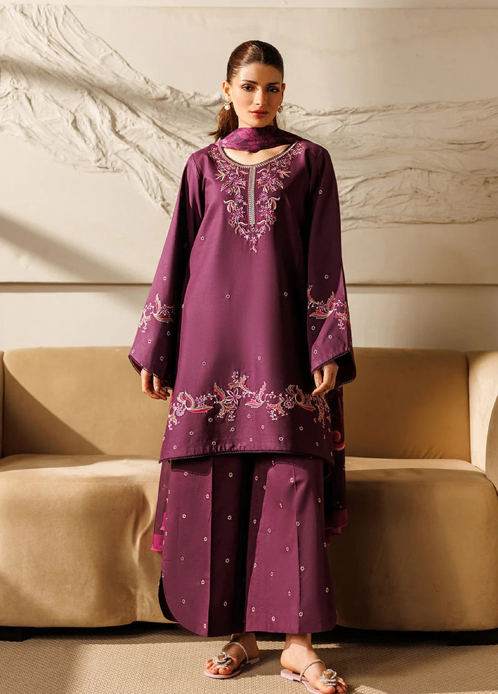 Mistfall Ramadan Edit by Panache Women RTW Embroidered Cotton 3 Piece Espresso - Casual Collection
