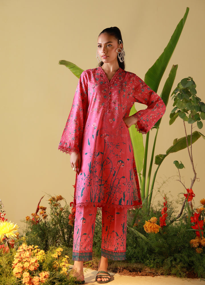 Sahar Unstitched Printed Cambric 2 Piece Suit SS1-26-29 Pink Poppy - Summer Collection