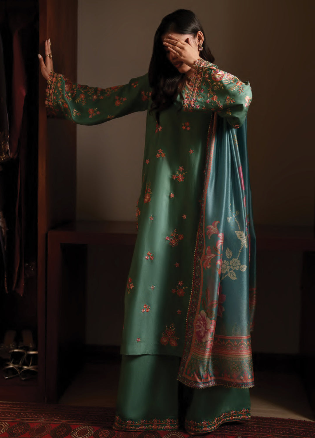 Eala by Casuallite RTW Embroidered Silk Viscose 3 Piece Suit CL26PSEA 02 ELARA - Festive Collection