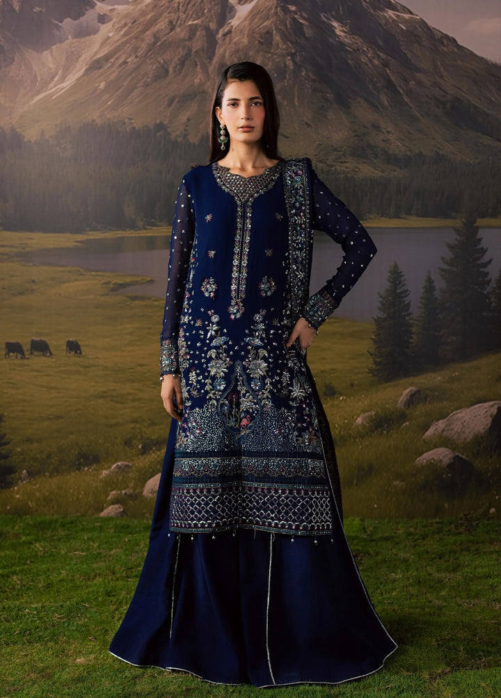 Divani by Daria Unstitched Embroidered Chiffon 4 Piece Suit DN26UD DA-120 3-BLUE - Festive Collection