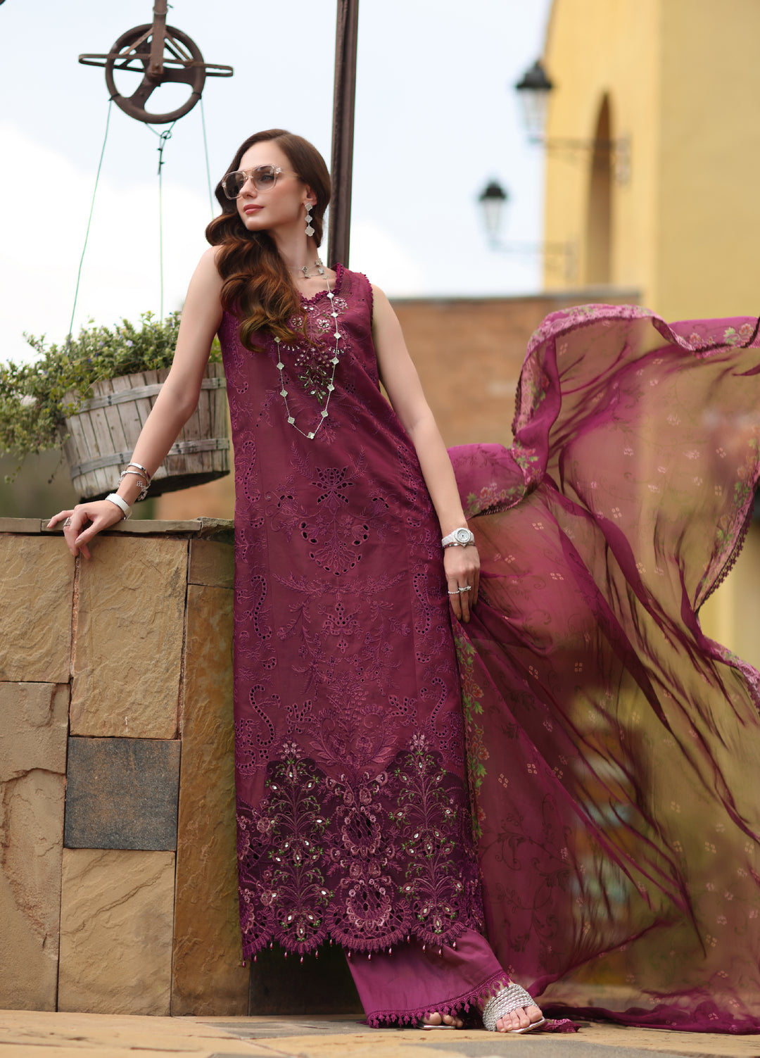 Noor by Saadia Asad Unstitched Embroidered Laserkari Lawn 3 Piece Suit SA26ULNL D8 - Lawn Collection