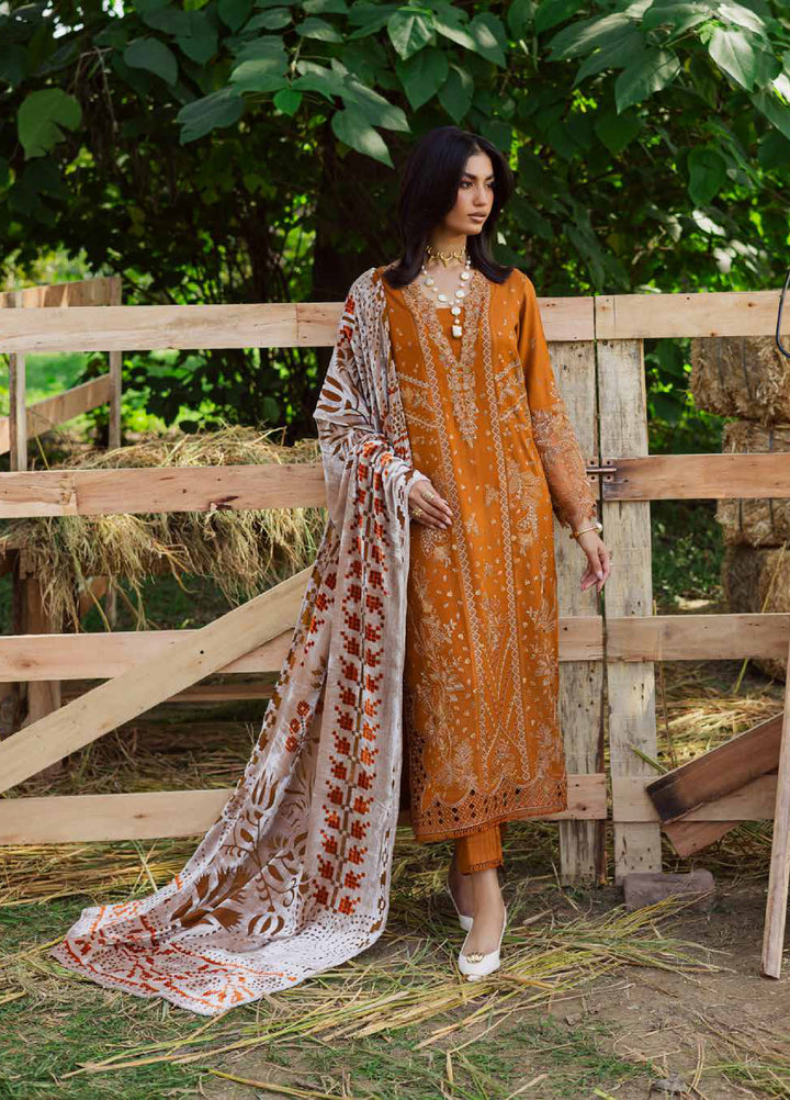 Nureh Exclusive Unstitched Luxury Palachi Embroidered Leather Peach Suits 3 Piece NU25PS NE-188 - Winter Collection