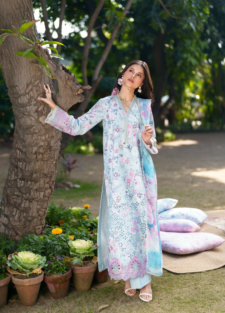 Summer Lines Printkari by Neeshay Unstitched Embroidered Lawn 3 Piece Suit NSH26SLP D-1 Fleurie - Summer Collection