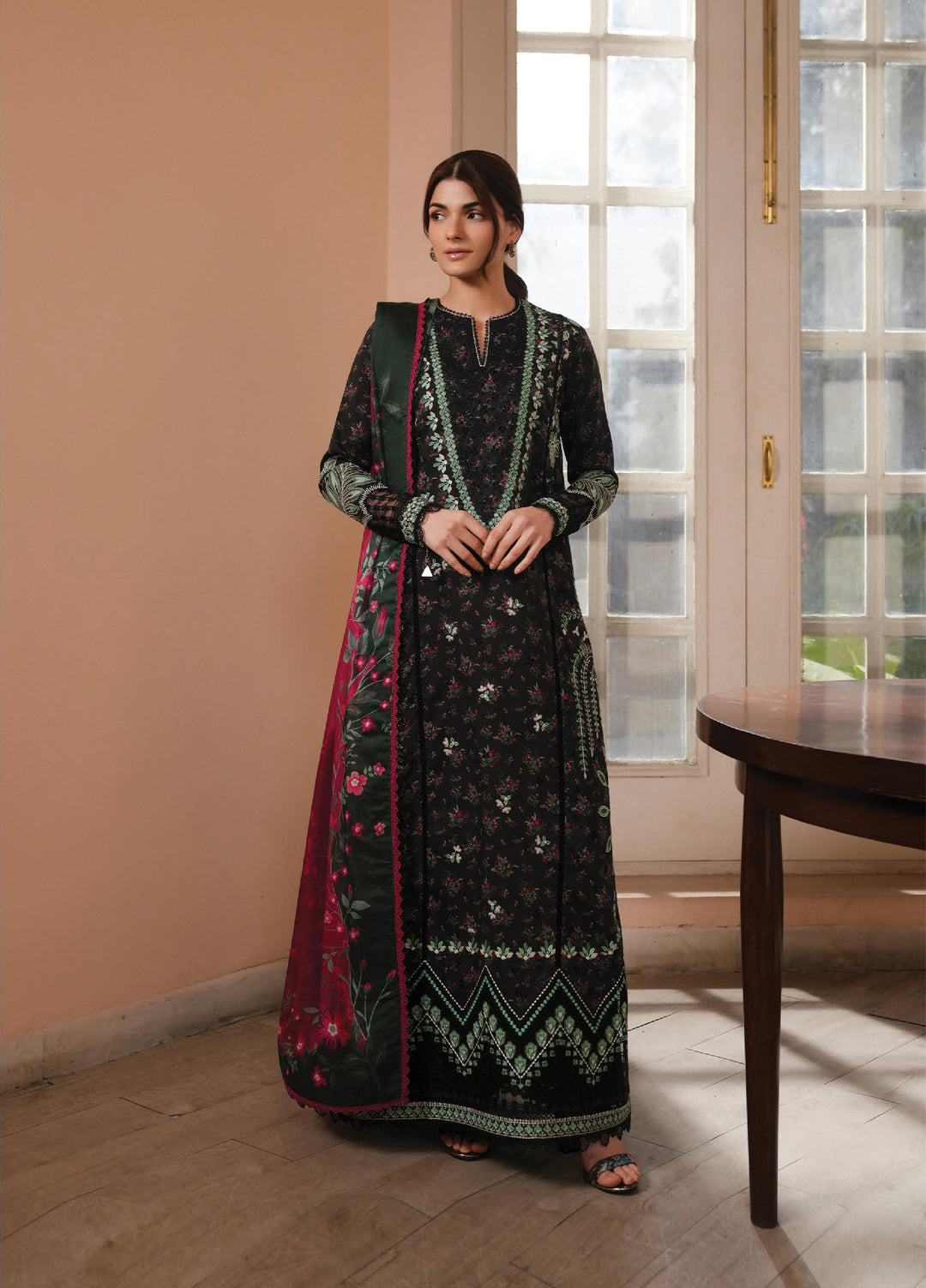 Florette by Afrozeh Unstitched Embroidered Lawn 3 Piece Suit AF26UFL D-05 FAYE - Festive Collection
