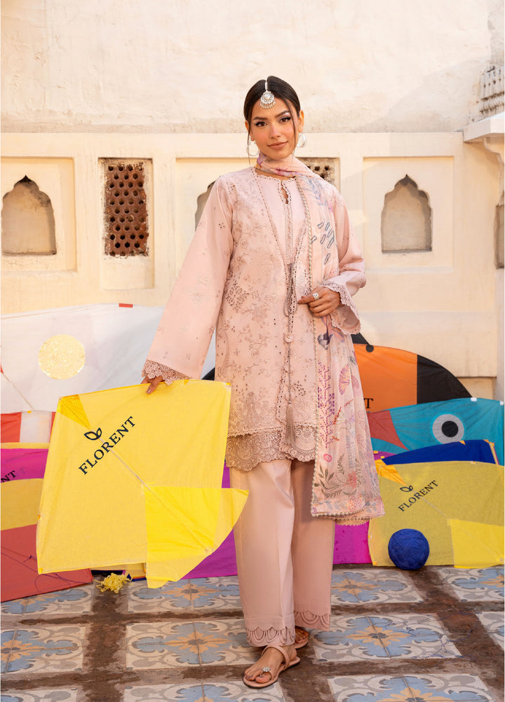 Basant Chikankari by Florent Unstitched Embroidered Luxury Lawn 3 Piece Suit FL26UBC FZ-4A - Summer Collection