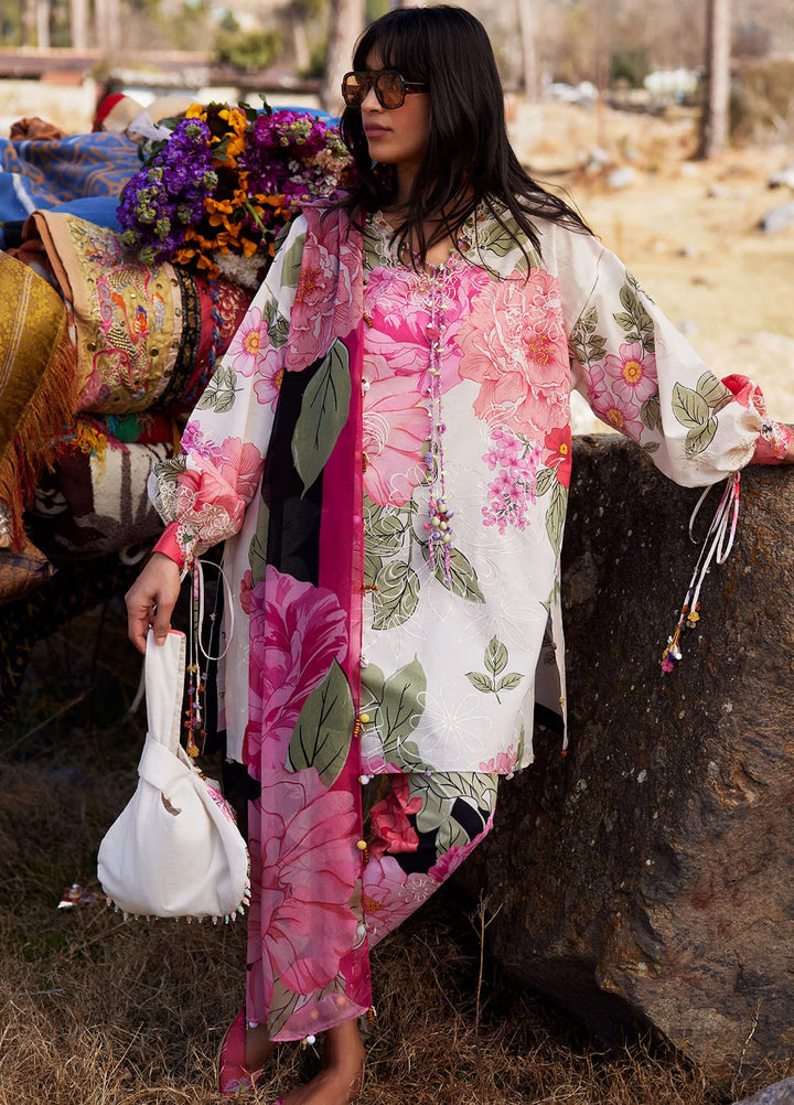 Meili by Zaha Unstitched Embroidered Lawn 3 Piece Suit ZK26UML ZL26-13B - Festive Collection