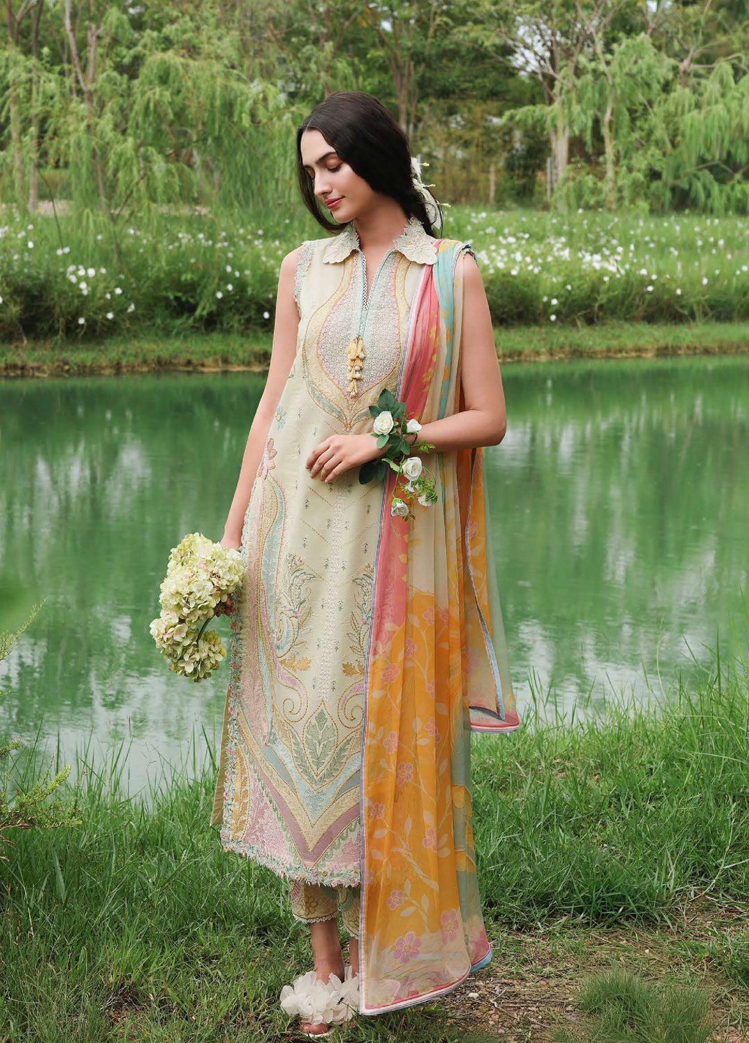 The Secret Garden by Mushq Unstitched Embroidered Lawn 3 Piece Suit MU26USG Nocturne Flora HUNSS260406 - Festive Collection