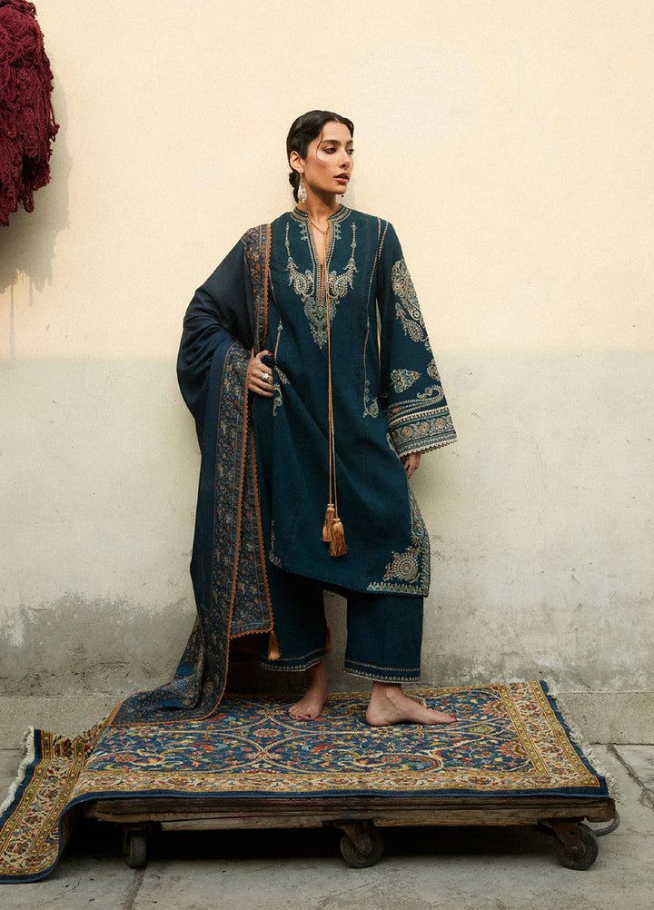 Jugnu by Hussain Rehar Unstitched Karandi Embroidered Suits 3 Piece HR25JW Niva - Winter Collection