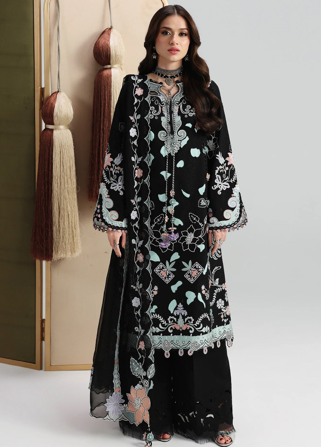Qalamkar Unstitched Embroidered Lawn 3 Piece Suit QLK26ULF REHA QFL-12 - Festive Collection
