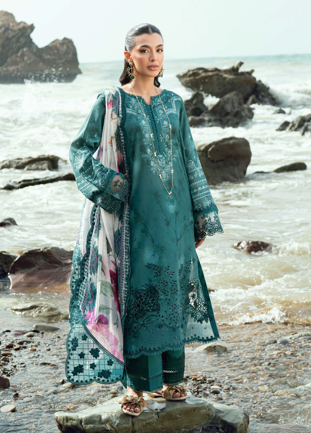 Gardenia by Nureh Unstitched Embroidered Lawn 3 Piece Suit NU26UGL NSG-198 - Summer Collection