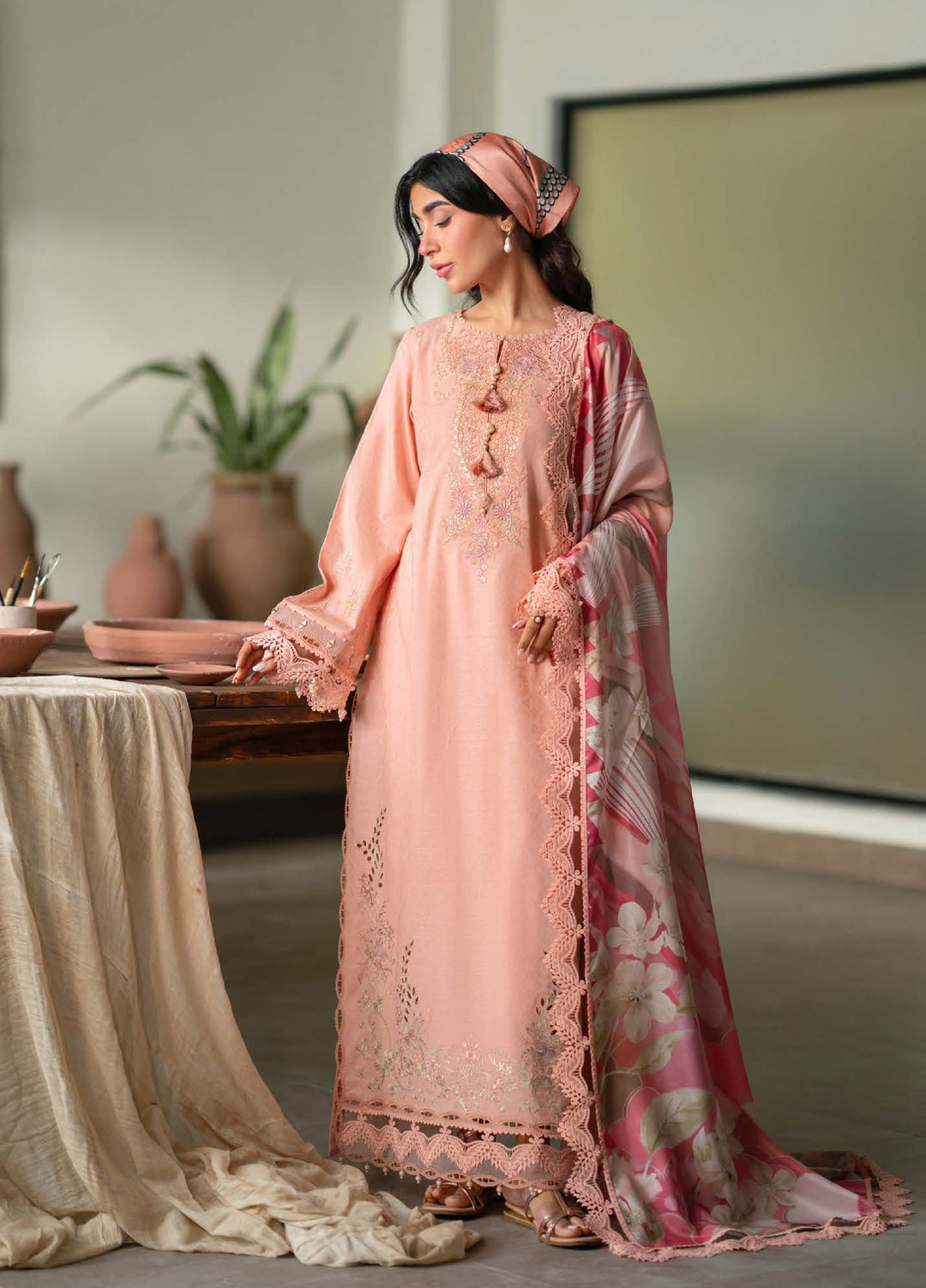 Raha by Nureh Unstitched Embroidered Jacquard Lawn 3 Piece Suit NU26URJ NE-235 - Festive Collection