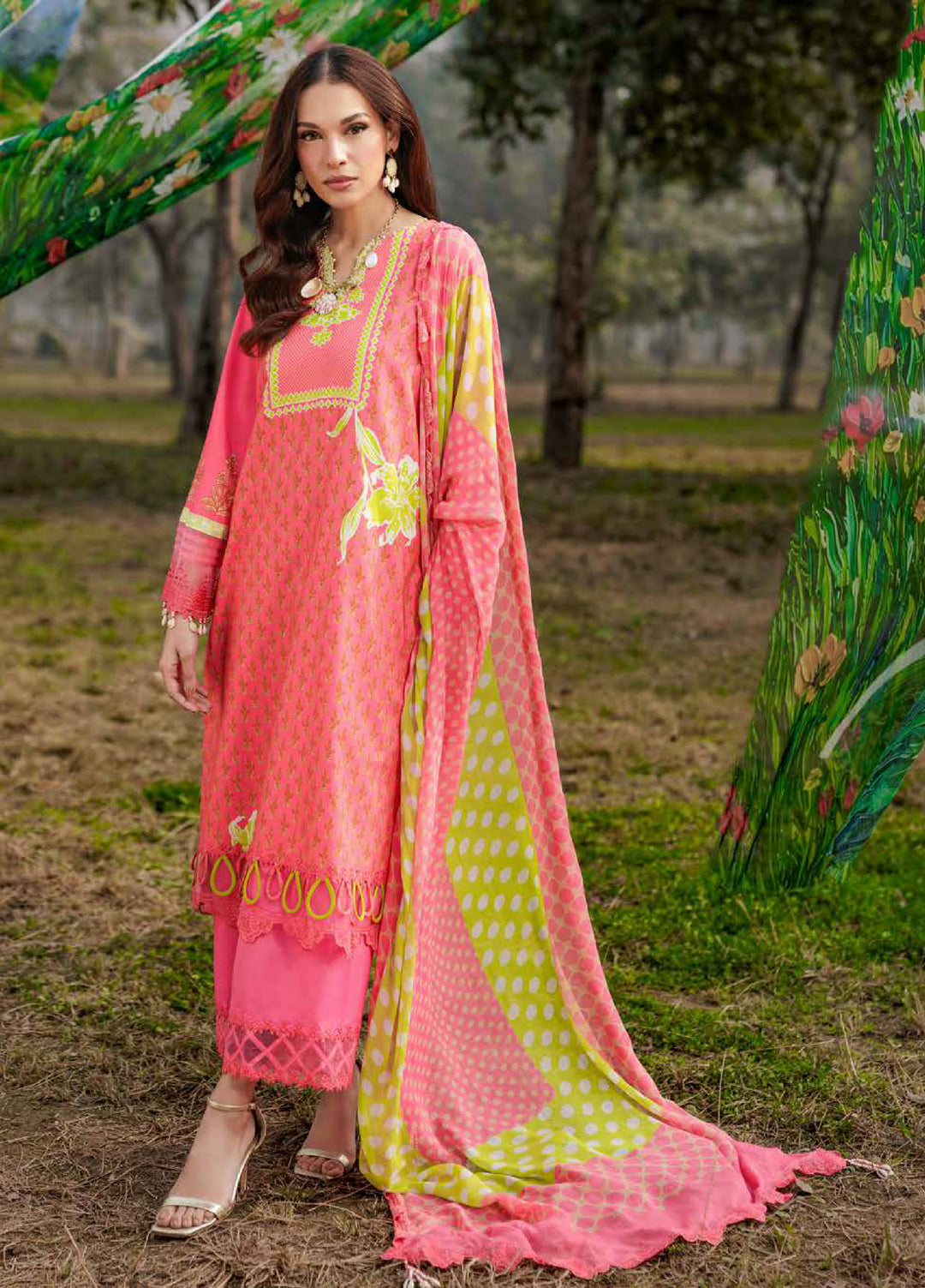 Combination by Charizma Unstitched Embroidered Lawn 3 Piece Suit CHR26UCL CC6-18 - Summer Collection