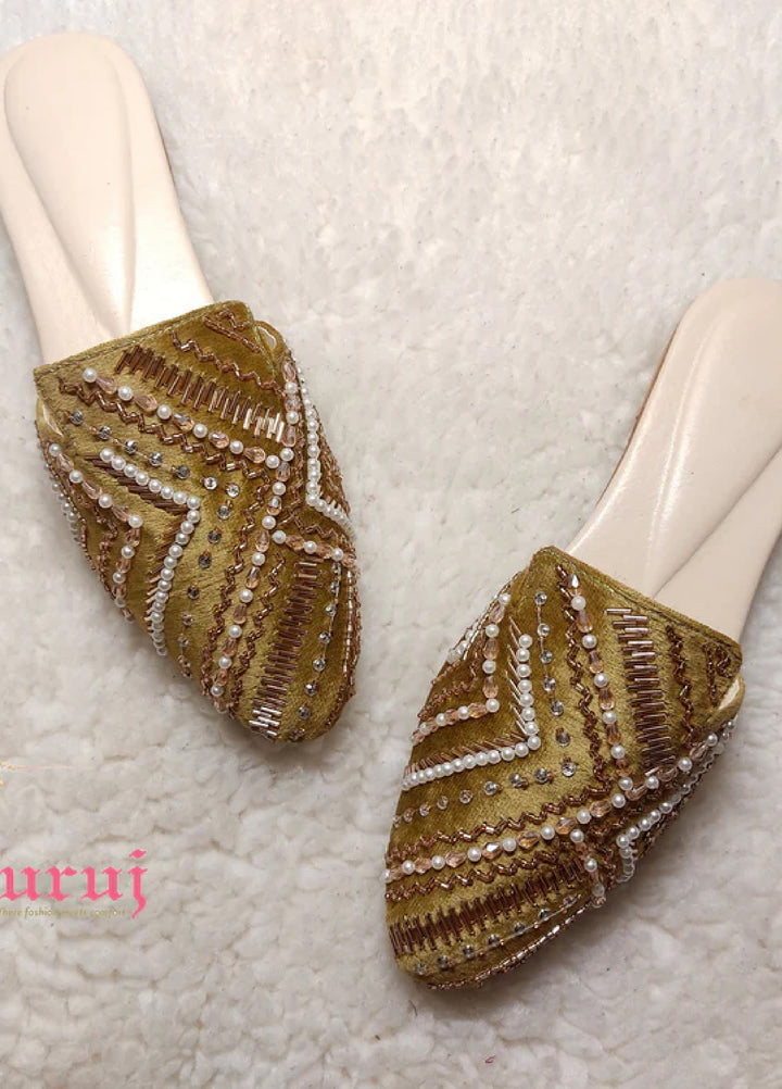 Zuruj Festive Style  Mules  ML-5-Golden