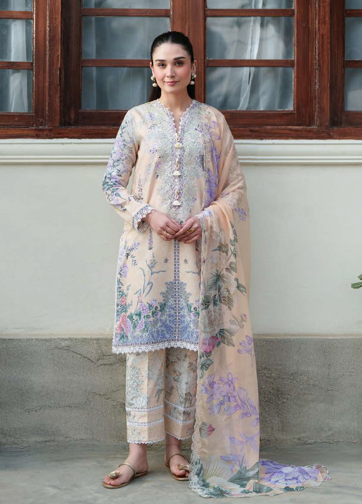 Whispered Florals by Roheenaz Unstitched Embroidered Lawn 3 Pcs Suit RNZ26UWF D-18 B GENTLE BREEZE - Summer