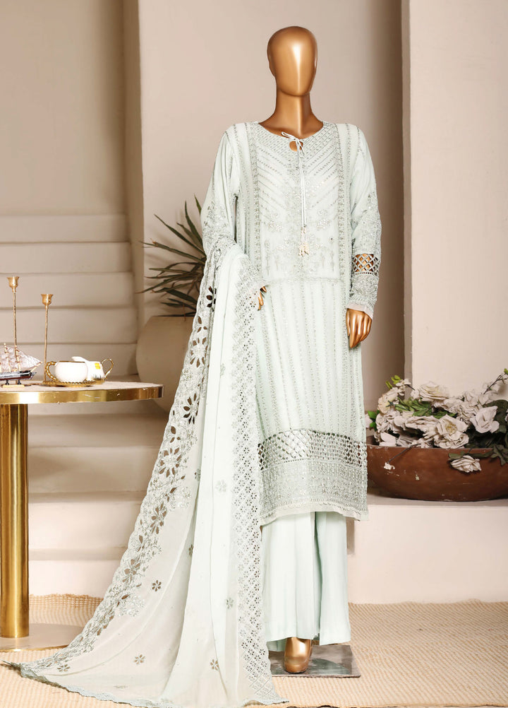Fasane by HZ Textiles RTW Embroidered Chiffon 3 Piece Suit HZ26UCF HZK-241 Green - Festive Collection