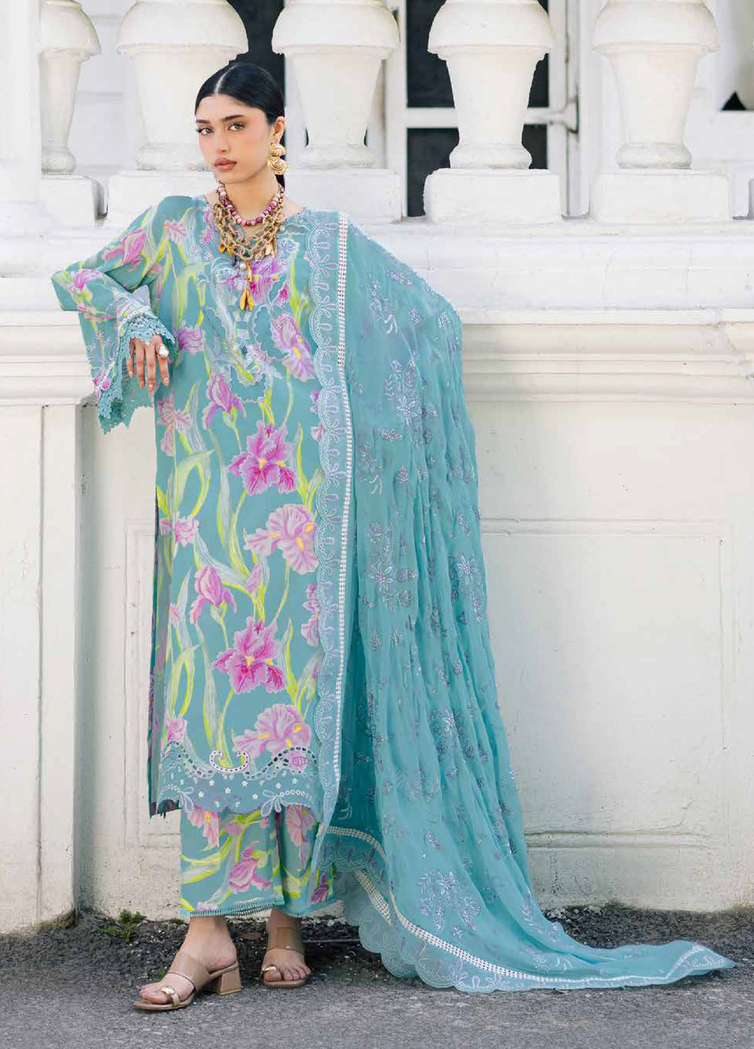Maya by Nureh Unstitched Embroidered Luxury Lawn 3 Piece Suit NU26ULM NS-167 - Summer Collection