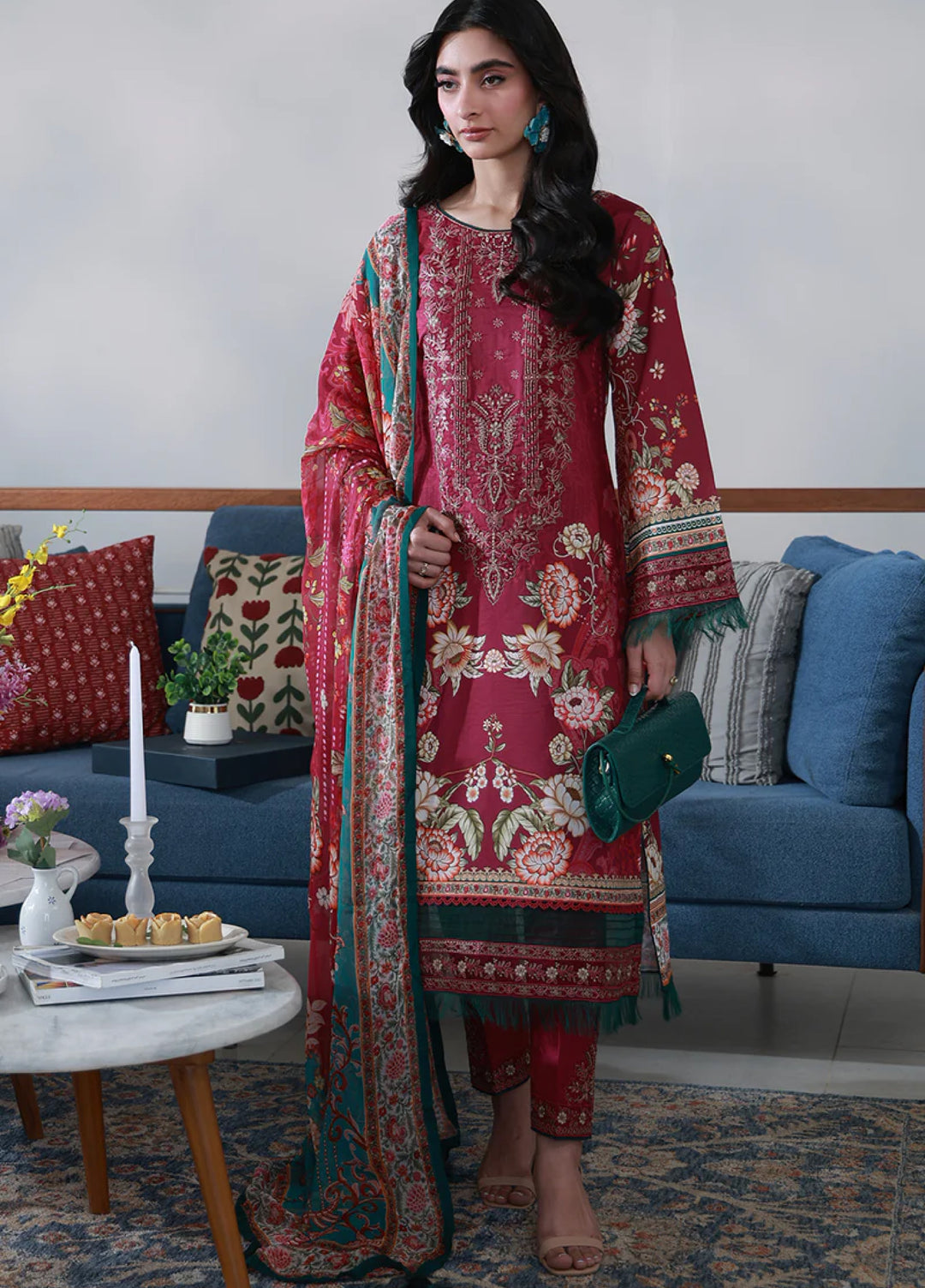 Delia by Gulaal Unstitched Embroidered Lawn 3 Piece Suit GL26UD D-8 Hilyn - Summer Collection