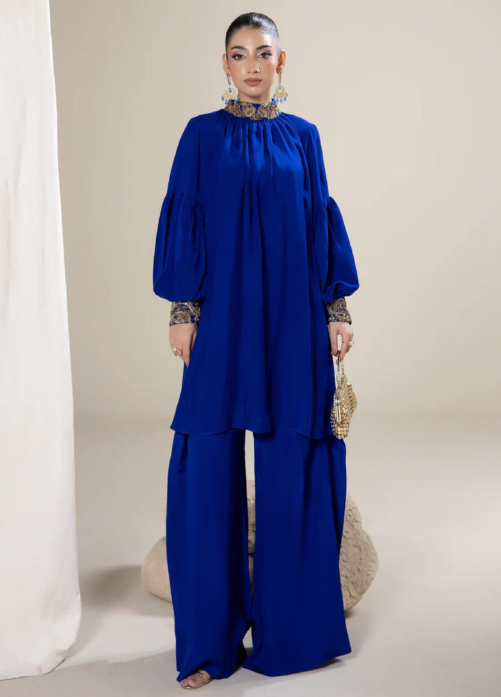Alee Malic RTW Hand Work Raw Silk 2 Piece Suit Lapis - Wedding Collection