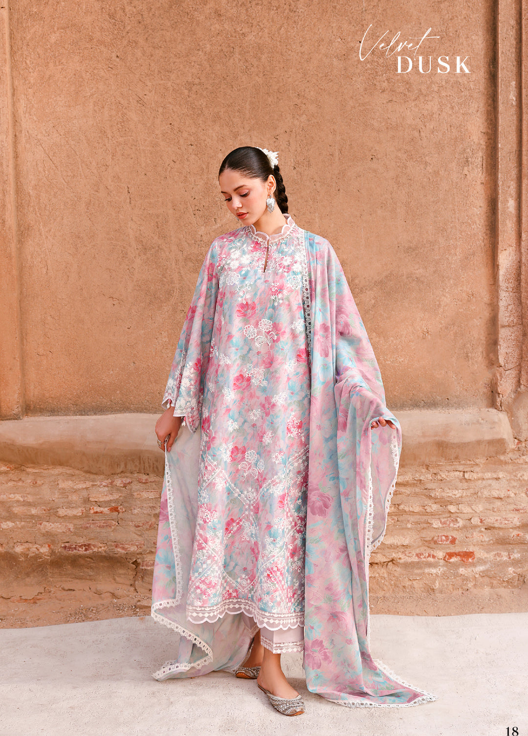 Cross Stitch Unstitched Embroidered Premium Lawn 3 Piece Suit CS26UCPL D10 VELVET DUSK - Eid Collection