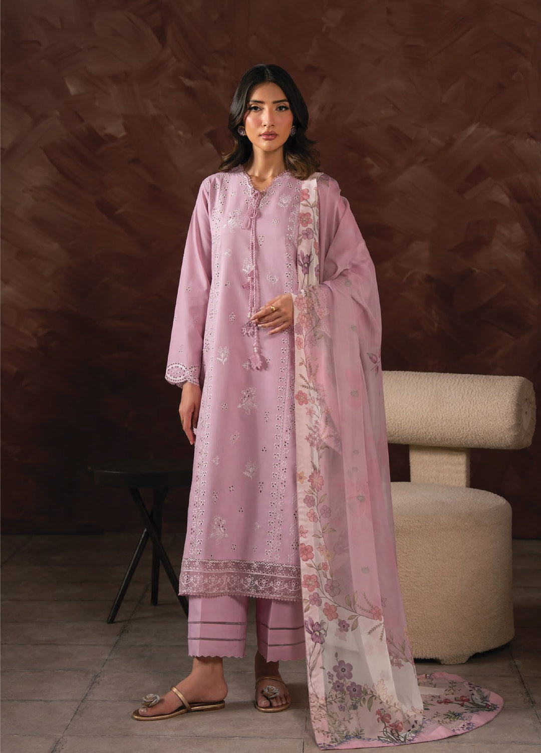 Seran Unstitched Embroidered Lawn 3 Piece Suit SN26ULLE Evara D-04 - Eid Collection