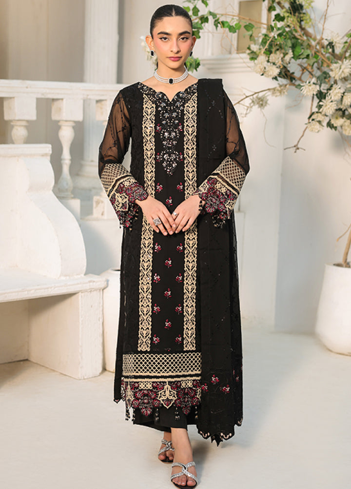Lamhay by Shamooz Unstitched Embroidered Chiffon 3 Piece Suit SHM26UL Siyah - Festive Collection