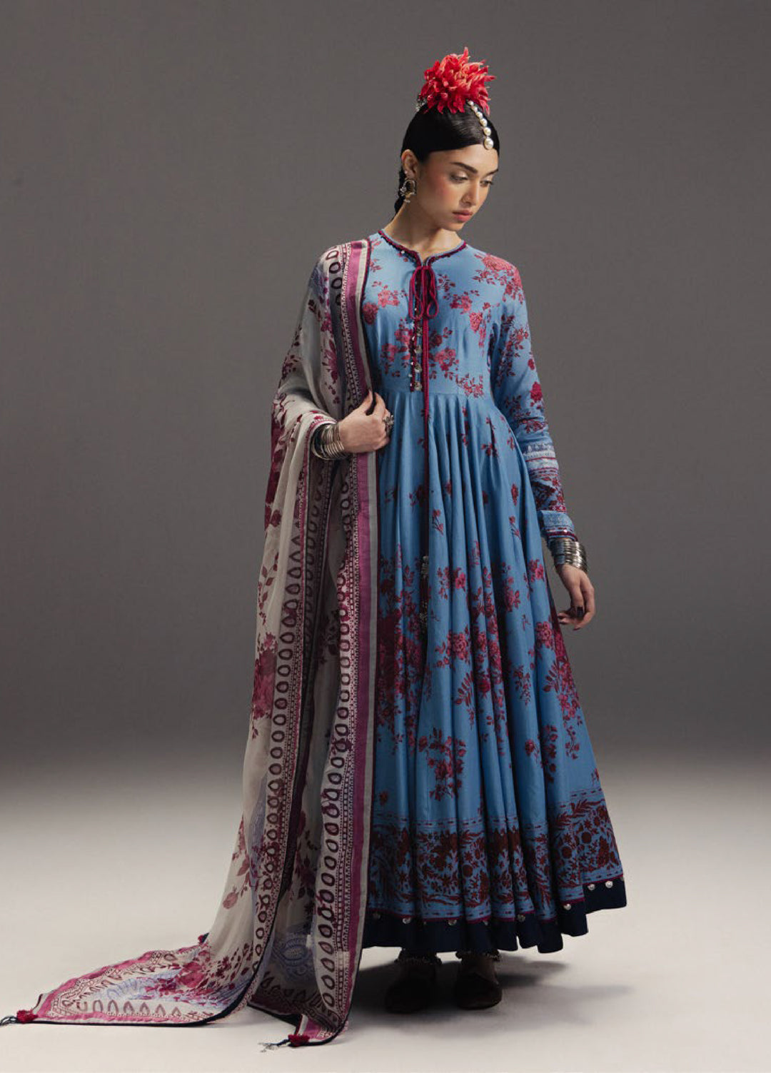 Anarkali by Zara Shahjahan Unstitched Embroidered Lawn 3 Piece Suit ZS26UAL D-02 FALAK ARA - Eid Collection