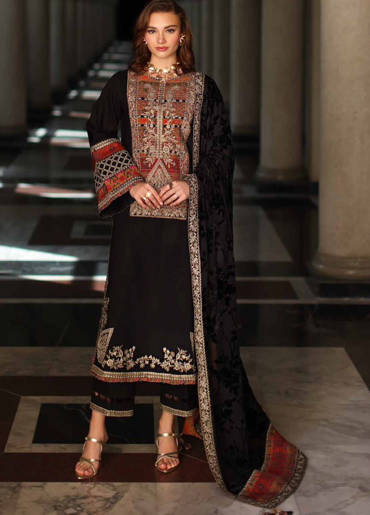 Poshima by Charizma Unstitched Peach Leather Embroidered Suit with Velvet Shawl 3 Piece CRZ25LW PSW5-21 - Winter Collection