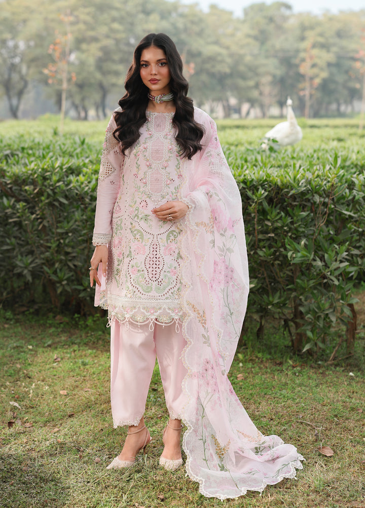 Tales of Petals by Sardinia Unstitched Embroidered Luxury Lawn 3 Pcs Suit SRD26UTP D-6 Pink Breeze - Festive