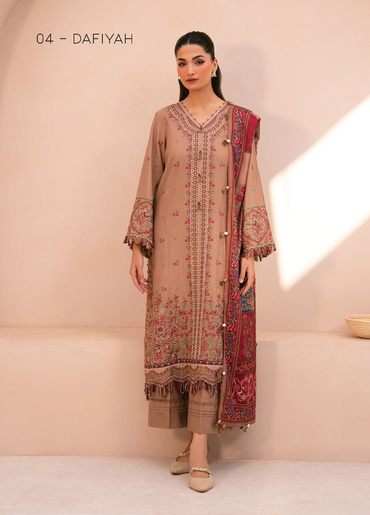 Rang e Khizaan by Xenia Unstitched Khaddar Embroidered Suits 3 Piece XE25SW D-04 DAFIYAH - Winter Collection