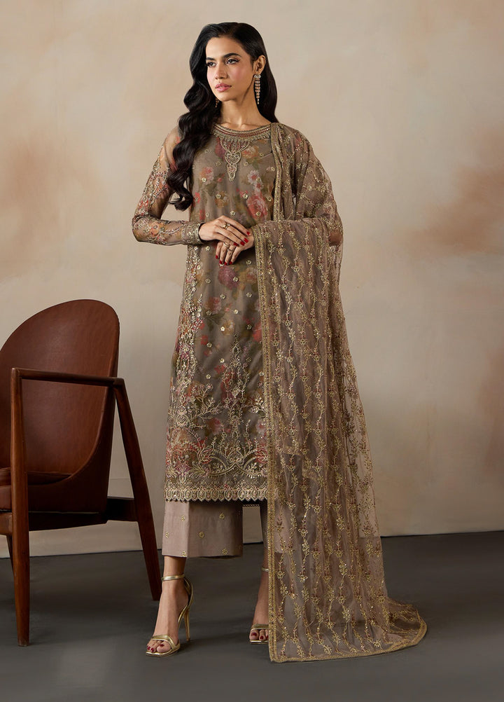 Fasana by Zarif Unstitched Embroidered Net 3 Piece Suit ZR26UF ZRF-PE-02 Dilaab - Festive Collection