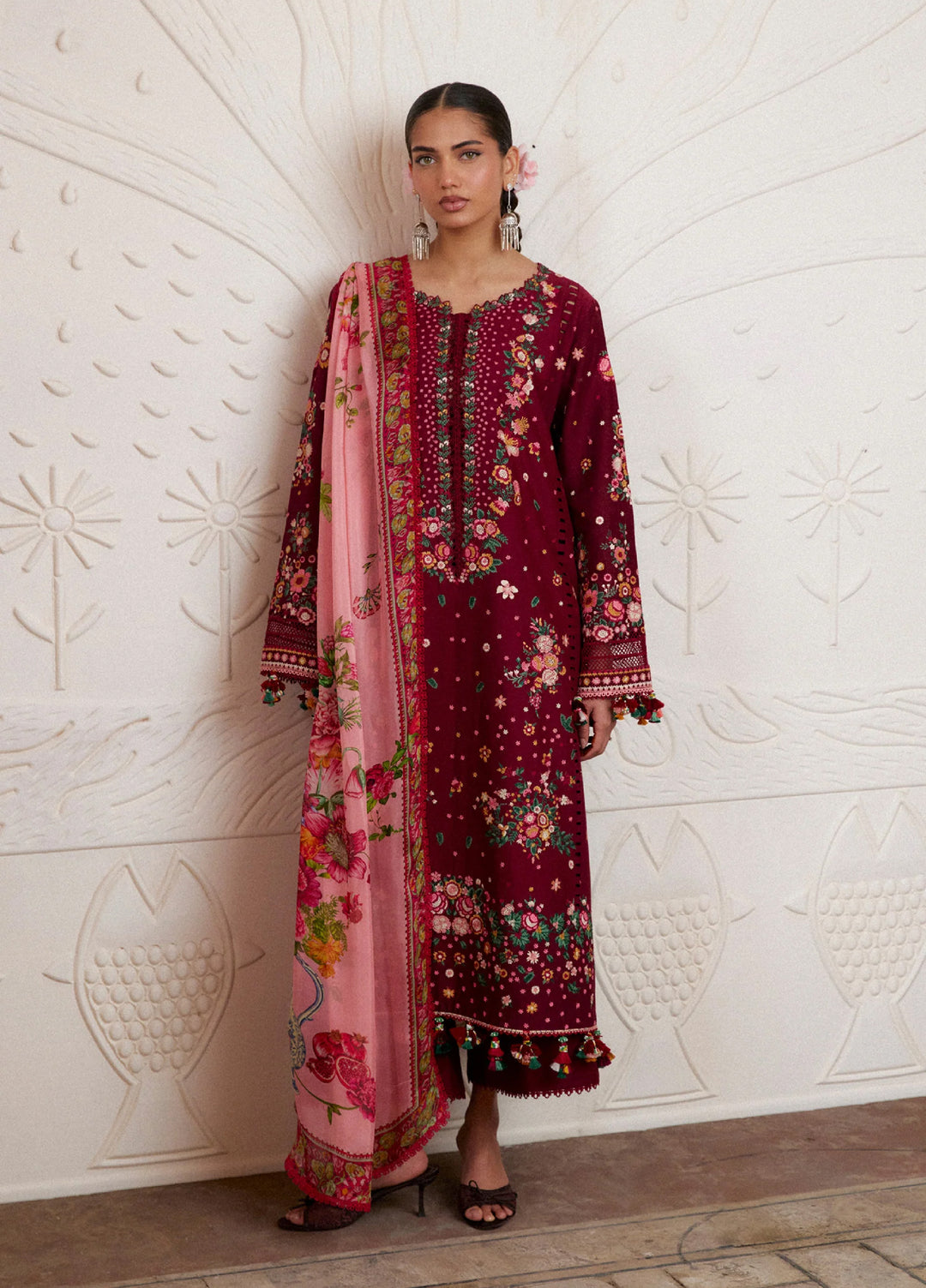 Zan by Hussain Rehar Unstitched Embroidered Lawn 3 Piece Suit HR26UZF Kestane D-78 - Festive Collection