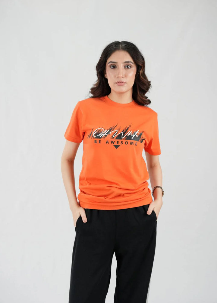 Mercato RTW Solids Cotton 1 Piece Round Neck Orange Shirt