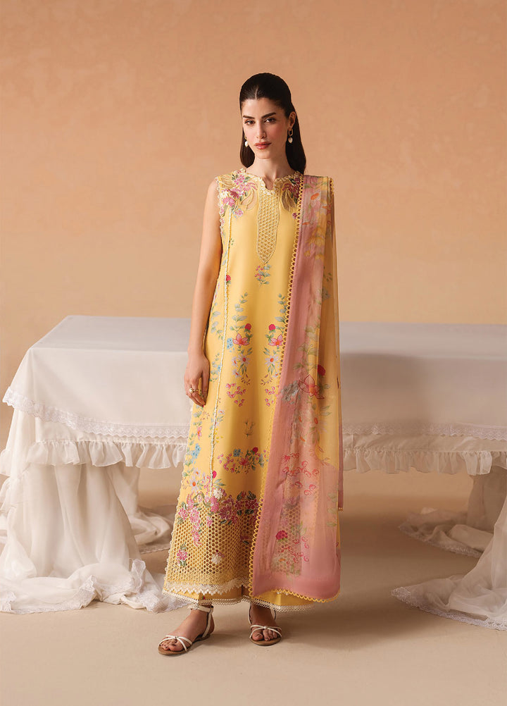 Haze A Prints by Afrozeh Unstitched Printed Lawn 3 Piece Suit AF26UAP Evania Yellow FWU-102 - Summer Collection