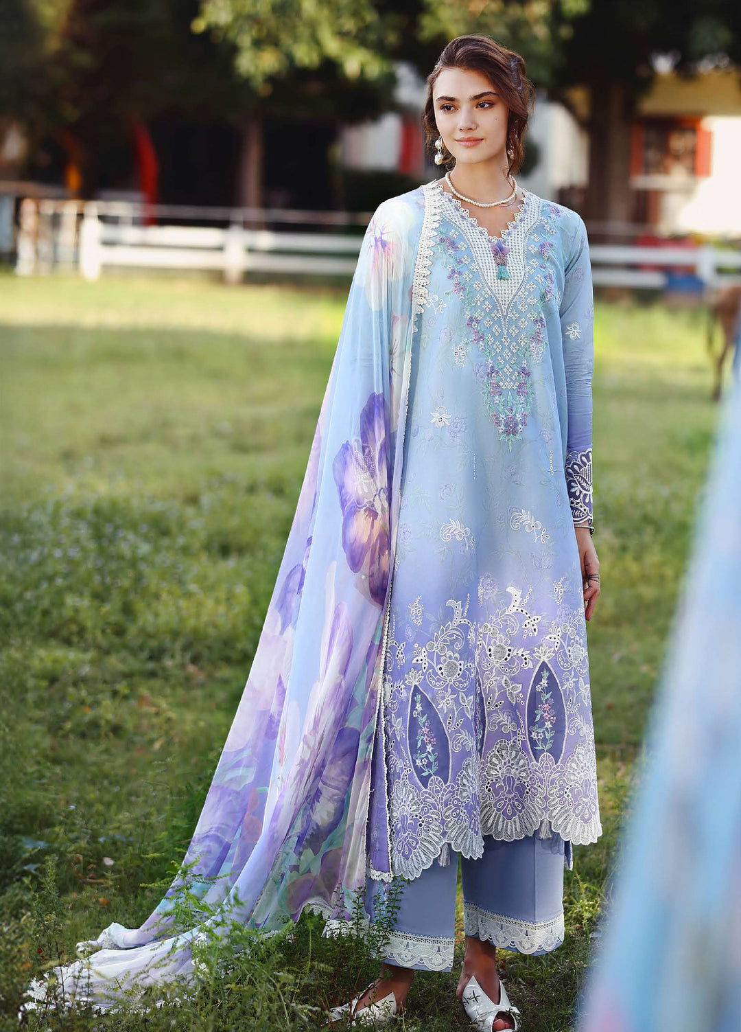 Solace by Mushq Unstitched Chikankari Lawn 3 Piece Suit MU26ULS Ombre Whisper MUNSS260203 - Festive Collection