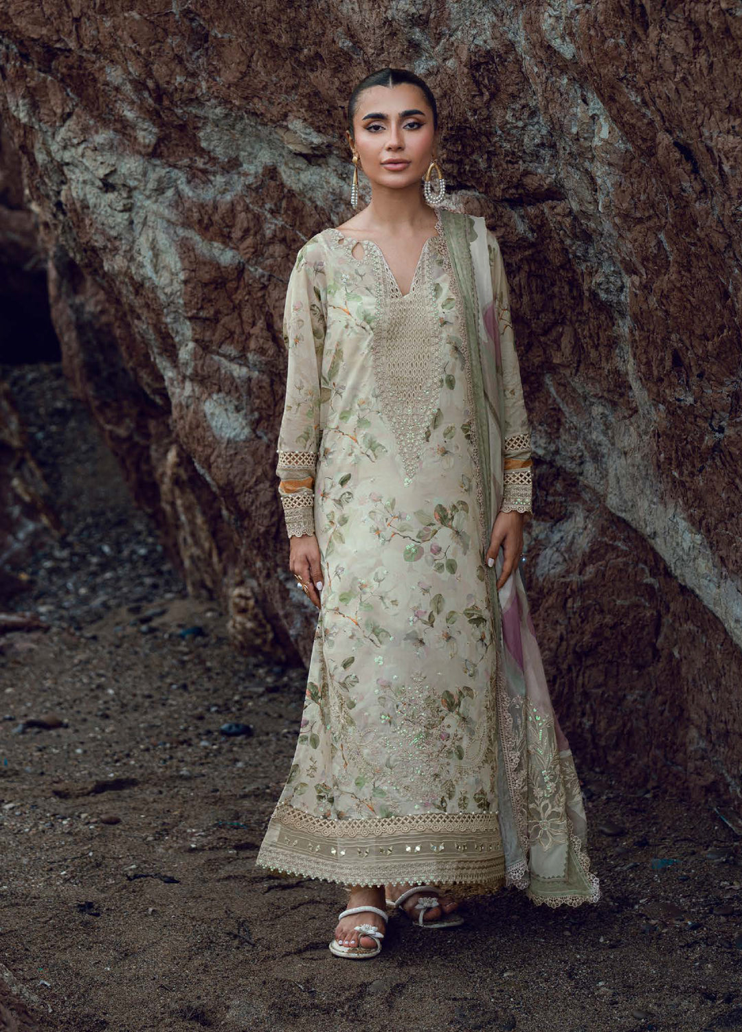 Gardenia by Nureh Unstitched Embroidered Lawn 3 Piece Suit NU26UGL NSG-205 - Summer Collection