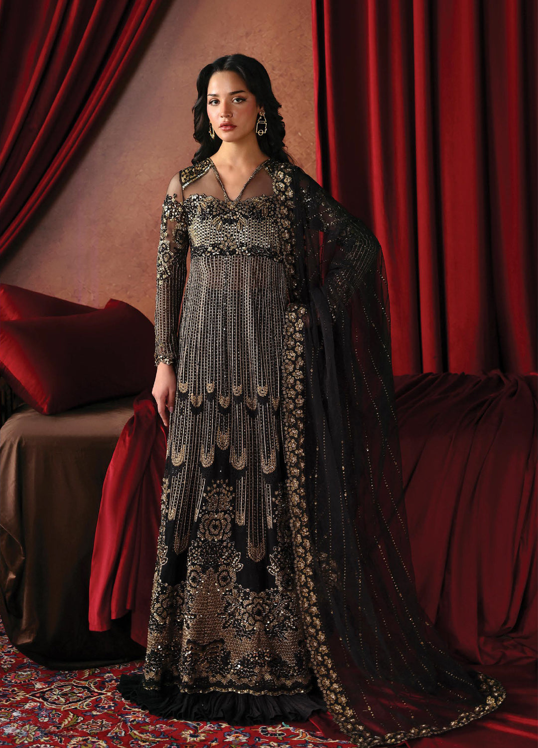 La Fuchsia by Afrozeh Unstitched Hand work Net 3 Piece Suit AF26ULF Chariot FWU-0074 - Festive Collection
