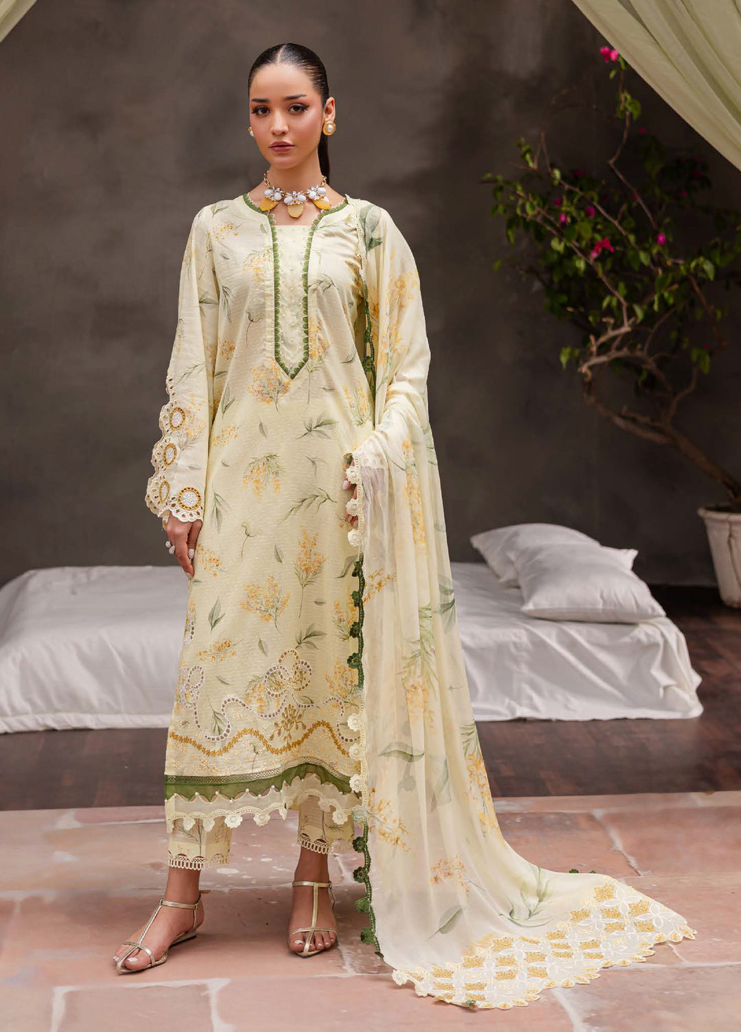 Bloom by Nureh Unstitched Embroidered Lawn 3 Piece Suit NU26UBL BL-10 - Festive Collection