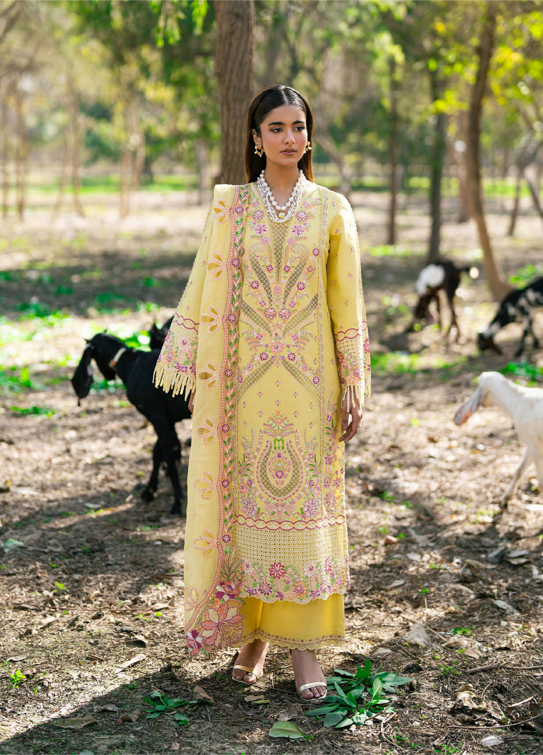 Aura of Flora by Zarizaa Unstitched Embroidered Luxury Lawn 3 Pcs Suit ZZ26UAFL ZA10-3ULE05Y-2602 HONEY - Summer