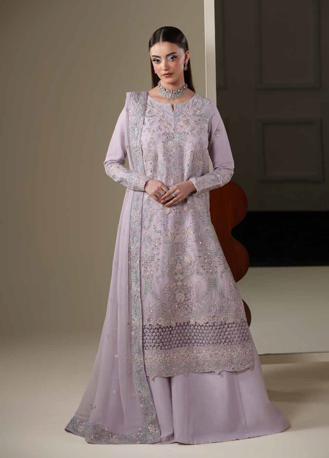 Nouvelle by Emaan Adeel Unstitched Embroidered Chiffon 3 Piece Suit EA26UNC Mira - Festive Collection