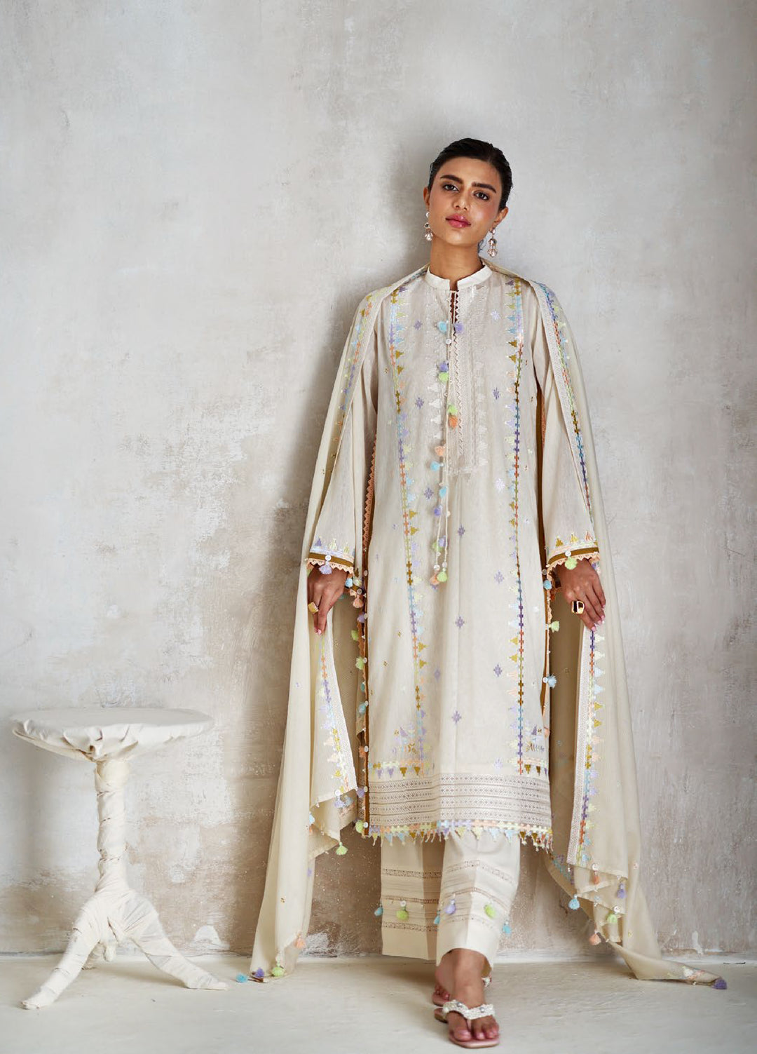 The Luxe by Gul Ahmed Unstitched Embroidered Cotton 3 Piece Suit GA26ULL Pearl Gardenia SP 52084 - Casual Collection