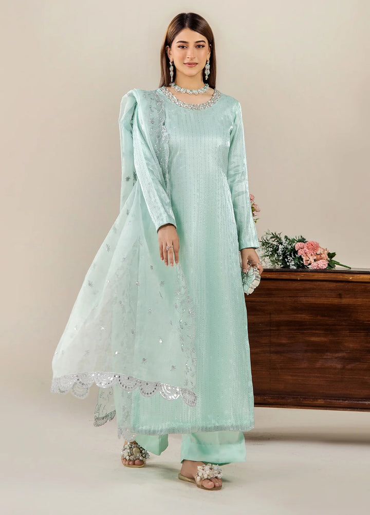 The Florea Edit by Alyra RTW Embossed Sheesha Silk 3 Piece Suit LYRA-RTW1003 - Festive Collection
