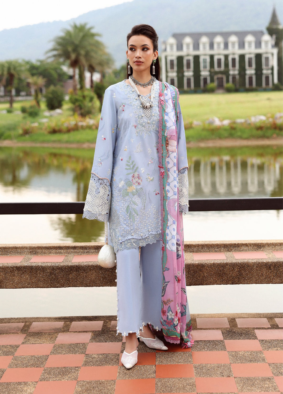 Lilas by Republic WomensWear Unstitched Embroidered Lawn 3 Piece Suit RW26ULL D-4B - Eid Collection