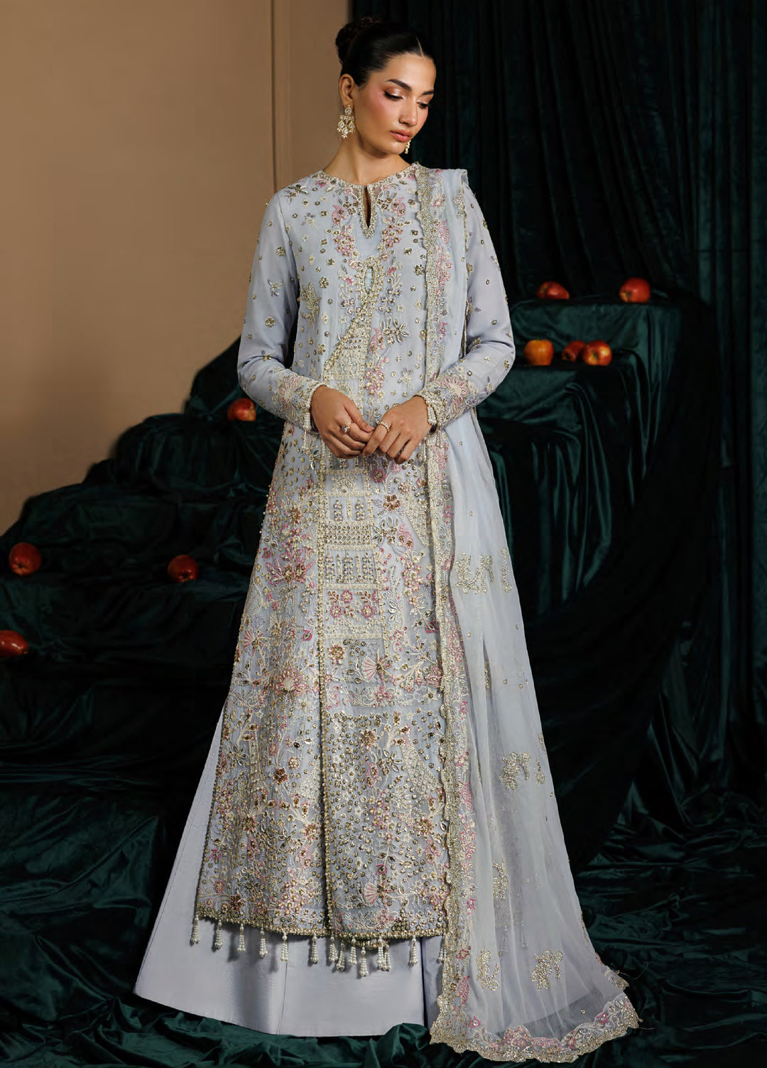pakistani engagement dress Pakistani Engagement Dresses with Dramatic Bottoms