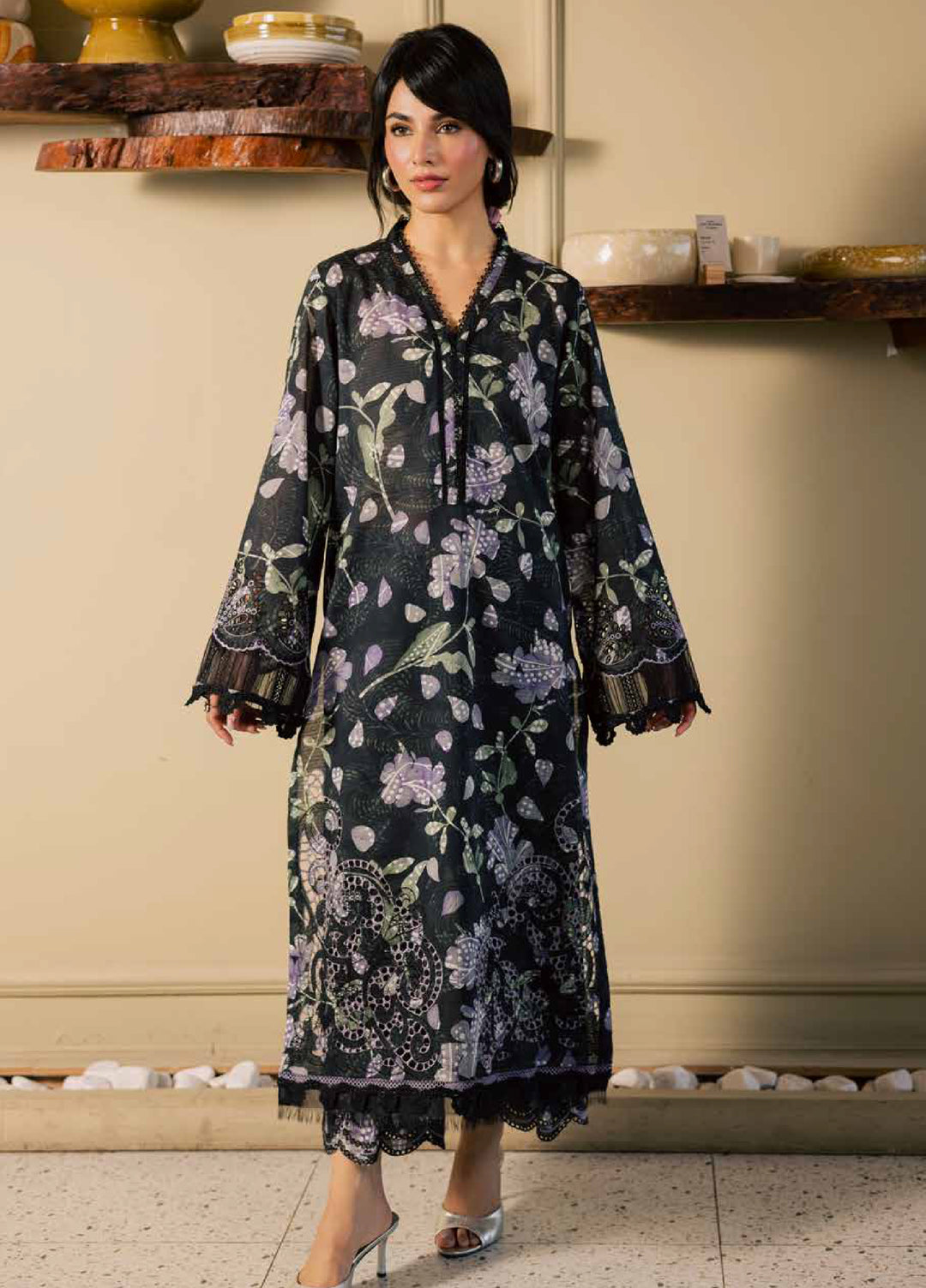 Ballerina by Nureh Unstitched Printed Chikankari Lawn 3 Piece Suit NU26UBL NU2-201 - Summer Collection