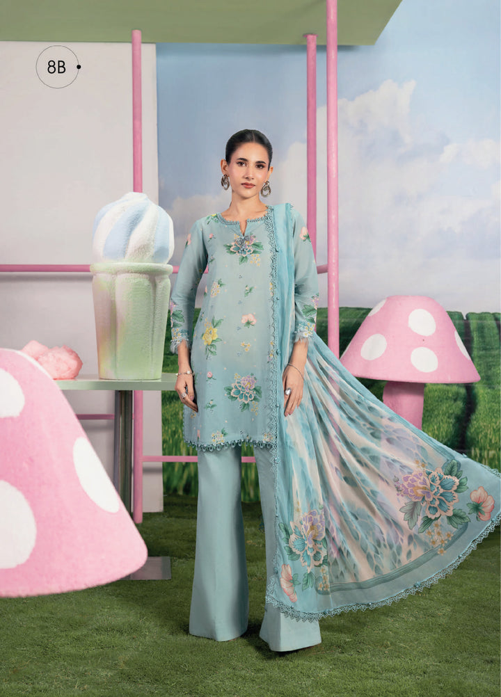 M Basics by Maria B Unstitched Embroidered Lawn 3 Piece Suit MB26UMB MB-CUSV13-8B - Summer Collection