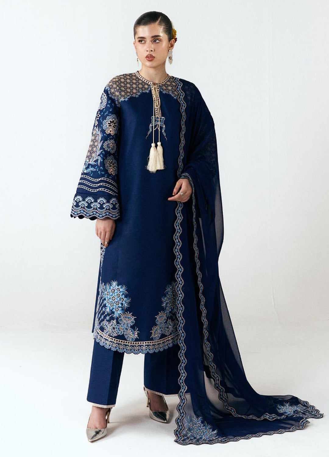 Jugnu by Hussain Rehar Unstitched Embroidered Cotton 3 Piece Suit HR26UCJ Tiva JUG-LD D#1285 - Eid Collection