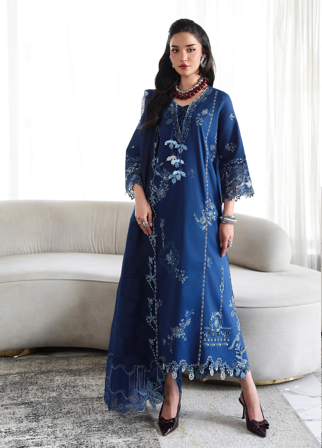 Q Line by Qalamkar Unstitched Embroidered Lawn 3 Piece Suit QLK26ULQ SORAI QKL-1  - Festive Collection